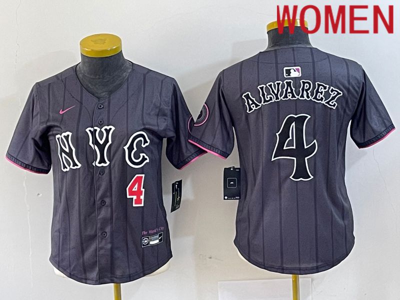 Women New York Mets #4 Alyarez Black City Edition 2024 Nike MLB Jersey style 2->women mlb jersey->Women Jersey
